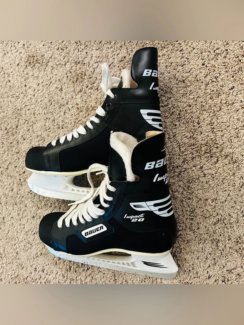 Bauer Impact 20 Men's Black Hockey Skates with White Accents